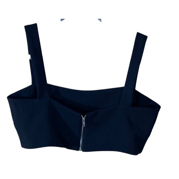 New Karlie Bra Top Tank Black Zip Back Size M Medium Square Neck - Picture 2 of 5